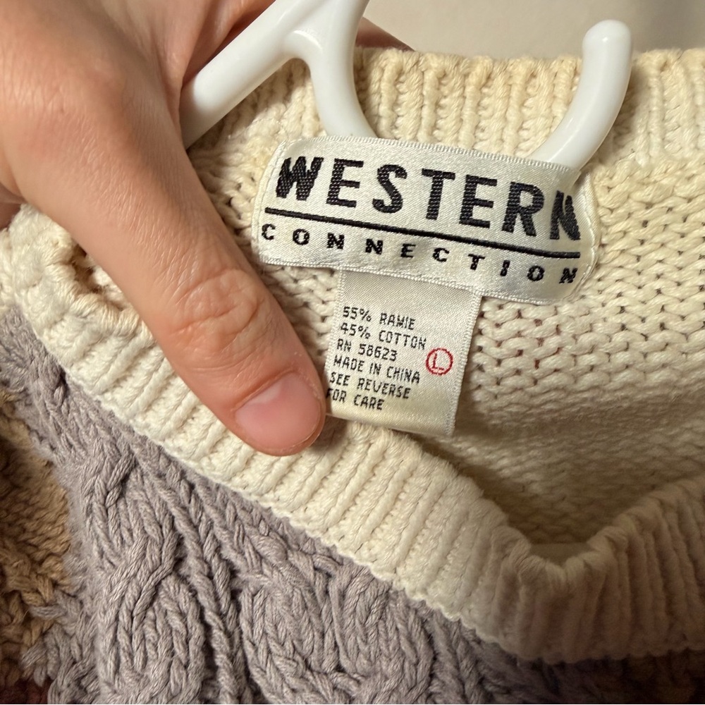 Vintage Western Connection Patchwork Cable Knit S… - image 8
